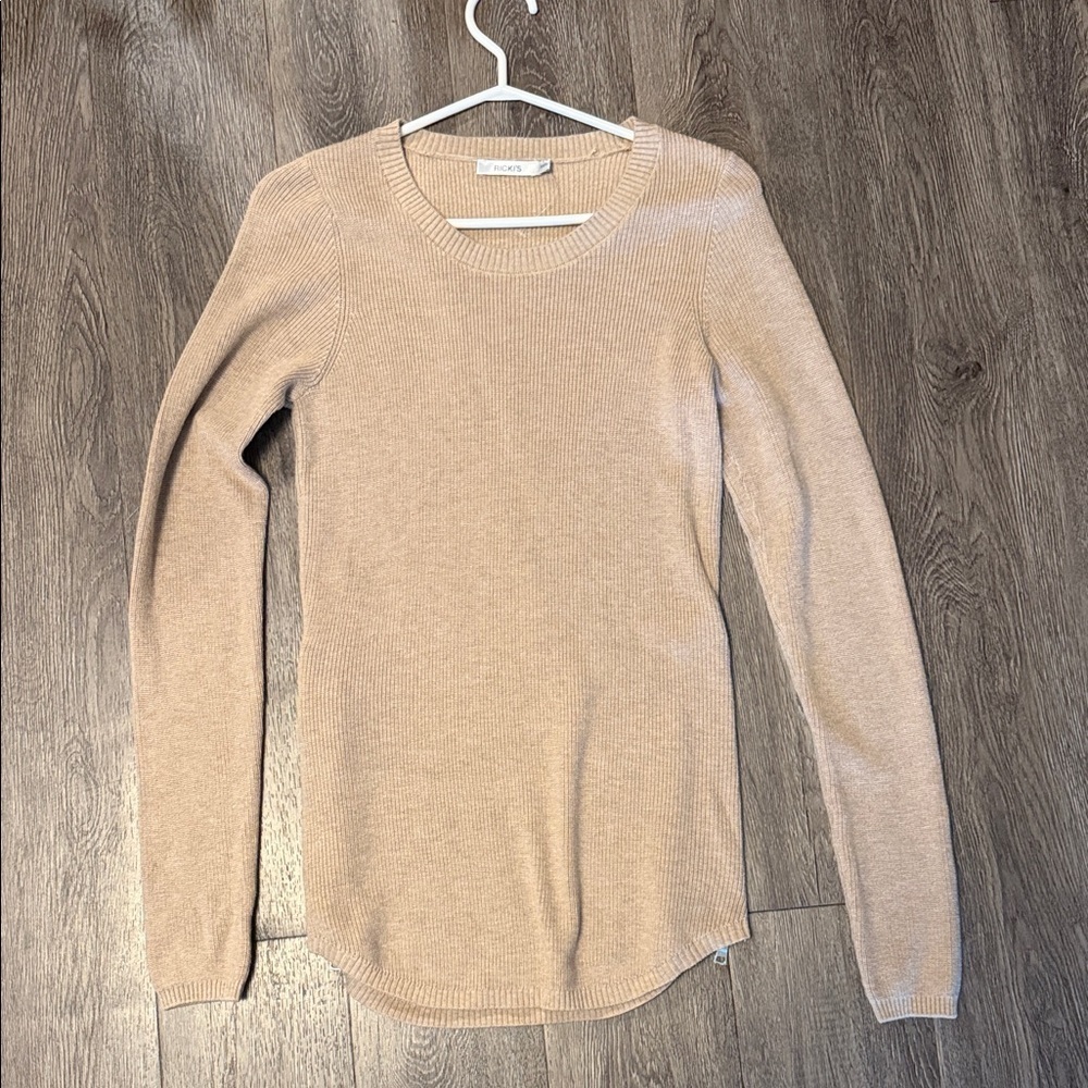 Ricki's Tan Sweater with side zipper details XS